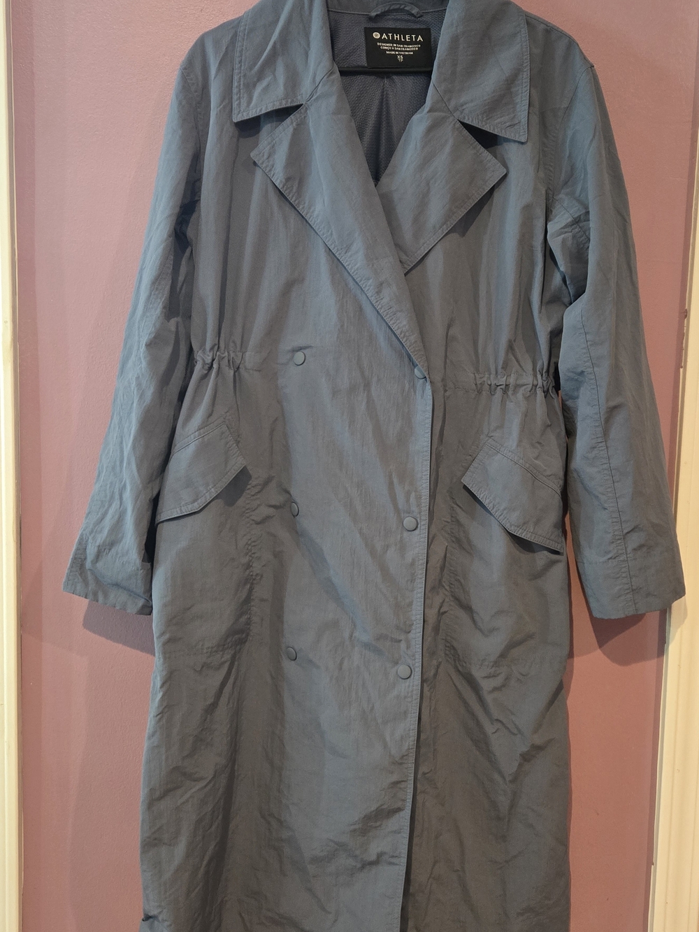 Athleta Slate-Blue Lightweight Trench Coat